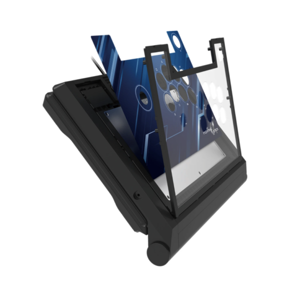Hori Fighting Stick Alpha with top panel and plexi removed for artwork swap