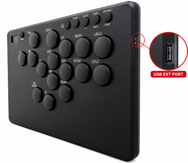 Fravex 16-Key Leverless Arcade Controller (OLED · Hot-Swap · RGB) — PC/PS4/PS3/Switch