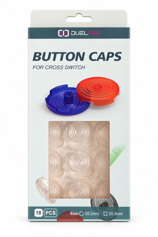 Duelpad Button Caps 20mm — Clear White (Pack of 18)