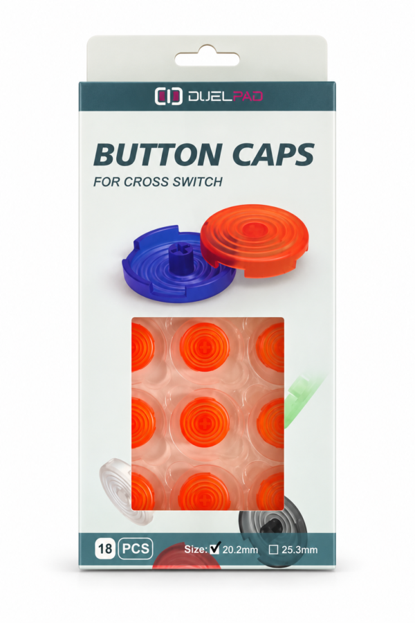ButtonCap_20mm_Orange Duelpad Button Caps 20mm — Orange (Pack of 18)