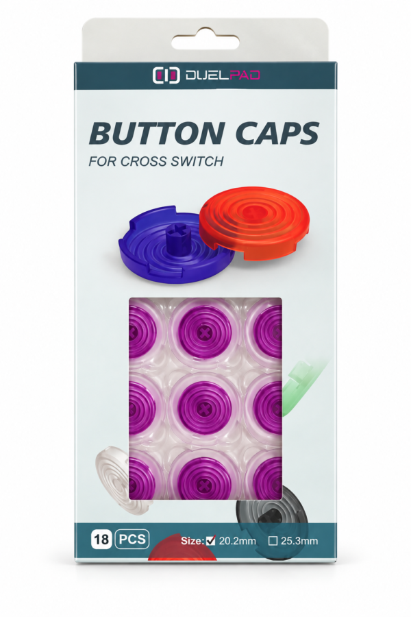 Duelpad Button Caps 20mm — Violet (Pack of 18)