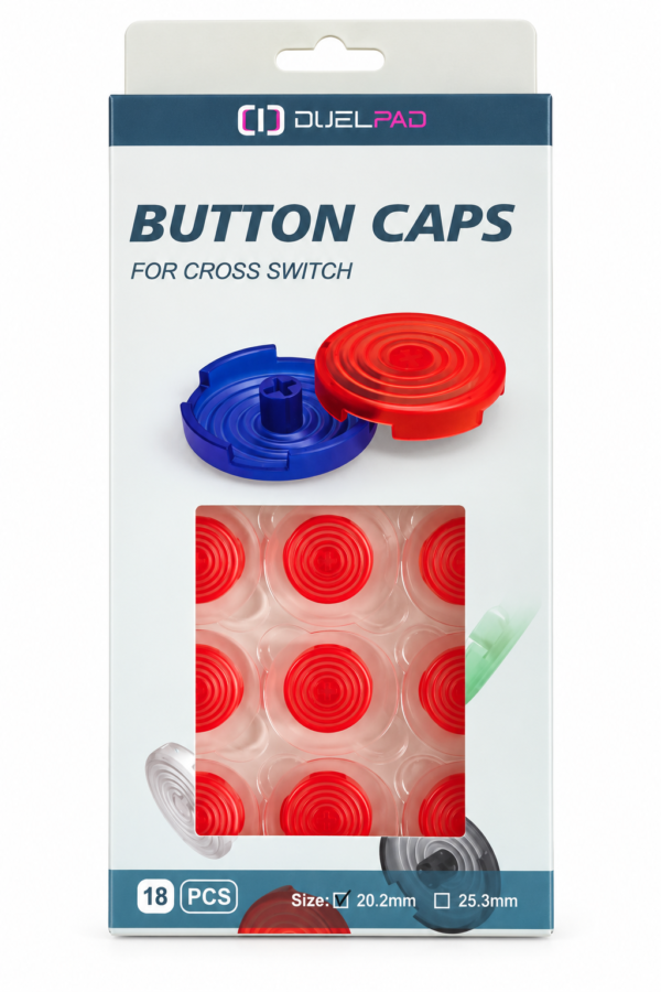 Duelpad Button Caps 20mm — Red (Pack of 18)