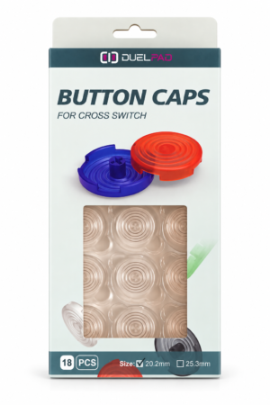 Duelpad Button Caps 25mm — Clear White (Pack of 18)