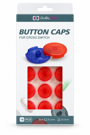 Duelpad Button Caps 25mm — Red (Pack of 18)