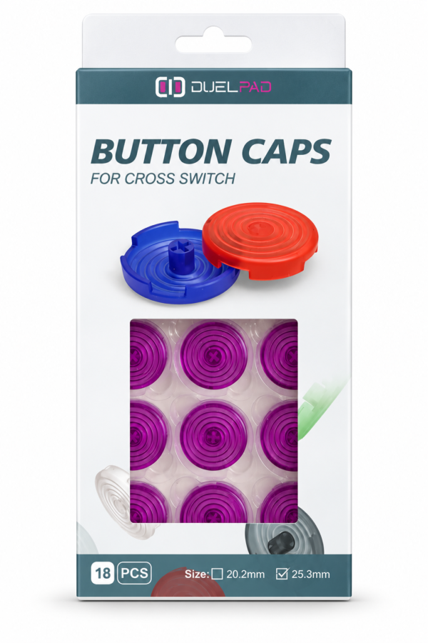 DualPad_ButtonCaps_25.3mm_Vilot Duelpad Button Caps 25mm — Violet (Pack of 18)