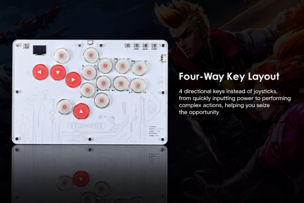 Fravex 16-Key Leverless Arcade Controller — White (Acrylic)