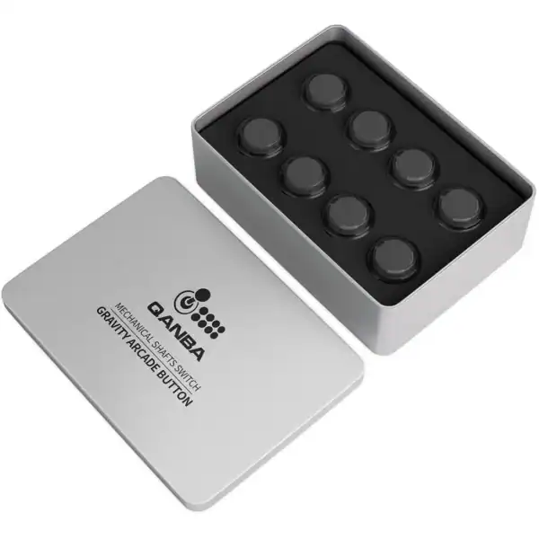 Qanba Gravity KS 30mm Silent Mechanical Pushbutton — Clear Black (8-Piece Boxed Set)