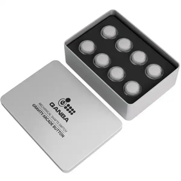 Qanba Gravity KS 30mm Silent Mechanical Pushbutton — Clear White (8-Piece Boxed Set)