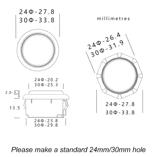 SiTong ST-M2 Mechanical Push Button — Blue (24mm, Cherry MX Silver)