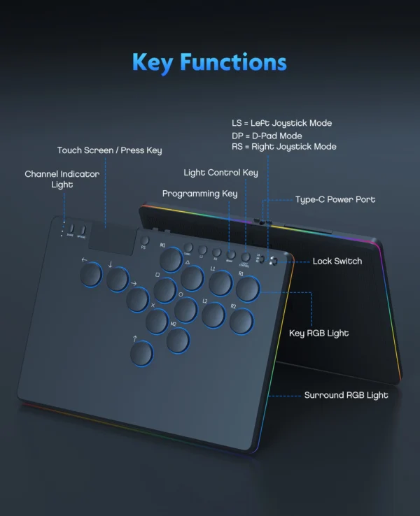 Fravex 14-Key Leverless Arcade Controller with Touch Pad, Black ABS - view 2